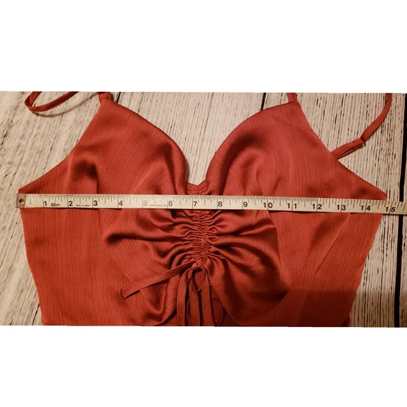 New! LUVALOT Women's Size 6 Rust Rouched Dress - Picture 3 of 10